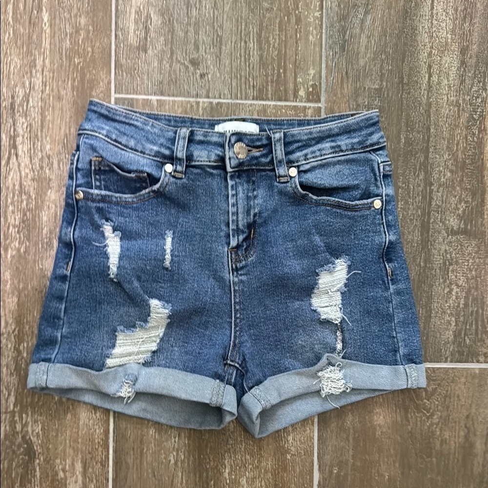William Rast Blue Distressed Jean Shorts